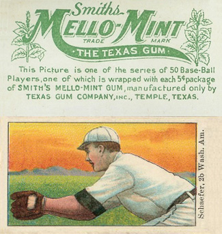 1910 Mello-Mint Schaefer, 2b. Wash. Am. # Baseball Card