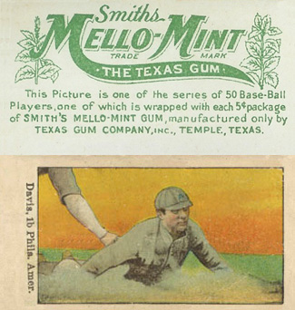 1910 Mello-Mint Davis, 1b Phila. Amer. # Baseball Card