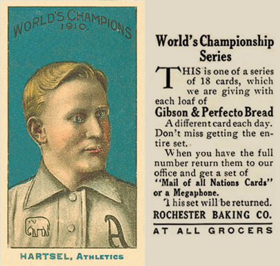 1911 Rochester Baking Hartsel, Athletics # Baseball Card