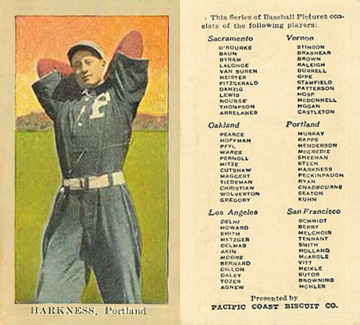 1911 Pacific Coast Biscuit Harkness # Baseball Card
