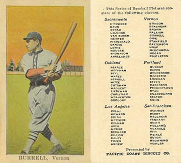 1911 Pacific Coast Biscuit Burrell # Baseball Card