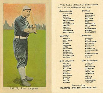 1911 Pacific Coast Biscuit Akin, Los Angeles # Baseball Card