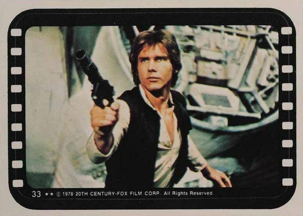 1977 Star Wars Stickers Solo aims for trouble #33 Non-Sports Card