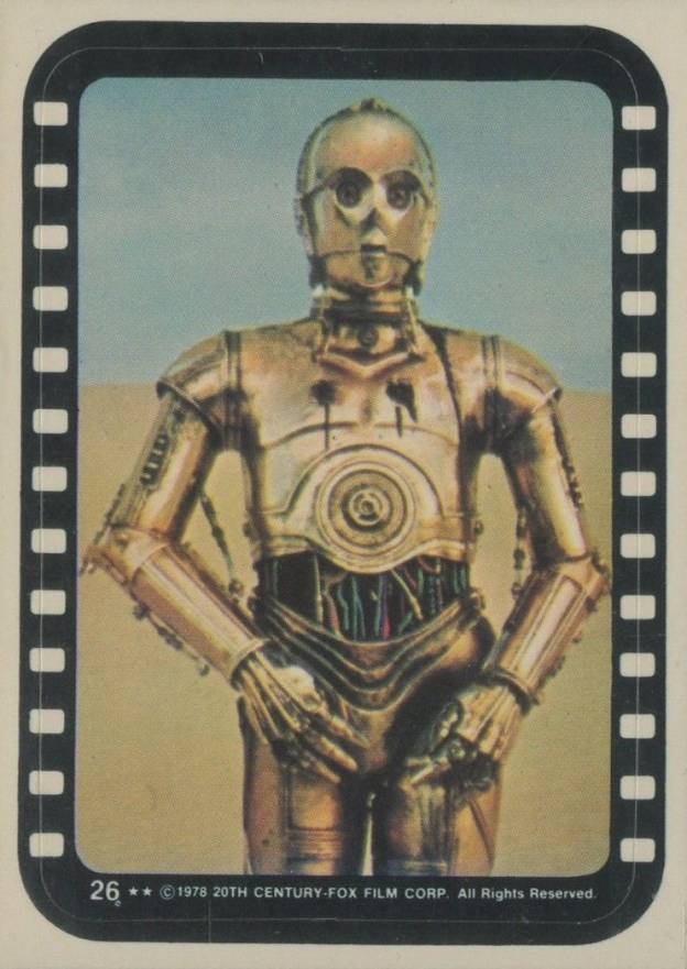 1977 Star Wars Stickers The fantastic droid Threepio #26 Non-Sports Card