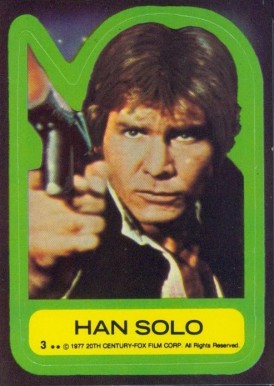 1977 Star Wars Stickers Han Solo #3 Non-Sports Card
