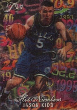 1995 Flair Hot Numbers Jason Kidd #6 Basketball Card