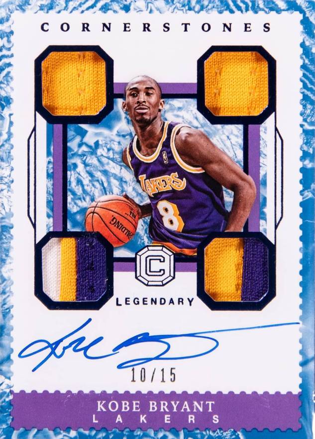 2017 Panini Cornerstones Legendary Quad Relic Autograph Kobe Bryant #KBR Basketball Card