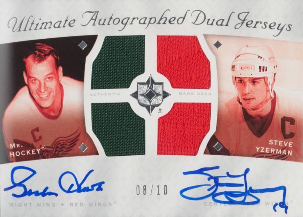 2008 Ultimate Collection Ultimate Patches Duos Autographs Steve Yzerman/Gordie Howe #2UJYH Hockey Card
