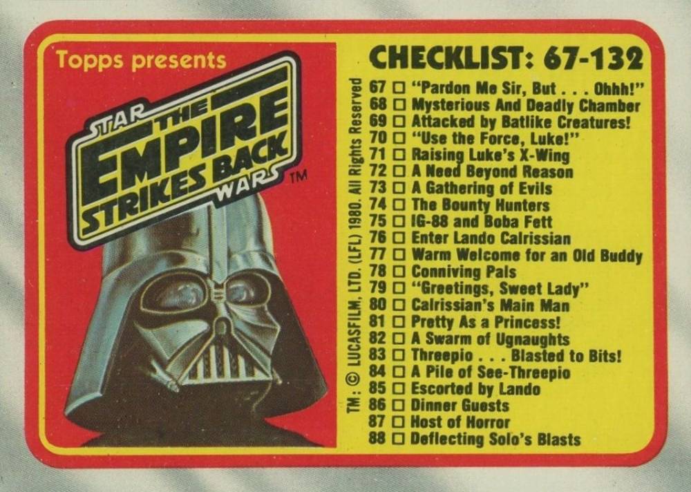 1980 Star Wars Empire Strikes Back Check #132 Non-Sports Card