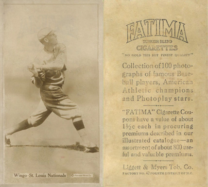 1914 Fatima Player Cards Ivy Wingo # Baseball Card
