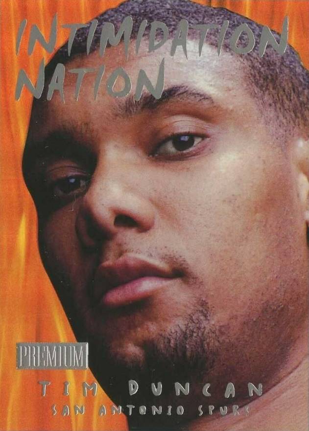 1998 Skybox Premium Intimidation Nation Tim Duncan #10 Basketball Card
