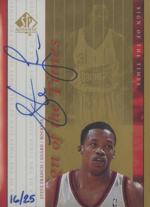 1999 SP Authentic Sign of the Times Steve Francis #SF Basketball Card