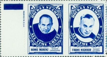 1961 Topps Stamp Panels Morenz/Nighbor # Hockey Card