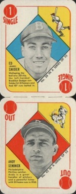 1951 Topps Red Backs Snider/Seminick #38/45 Baseball Card