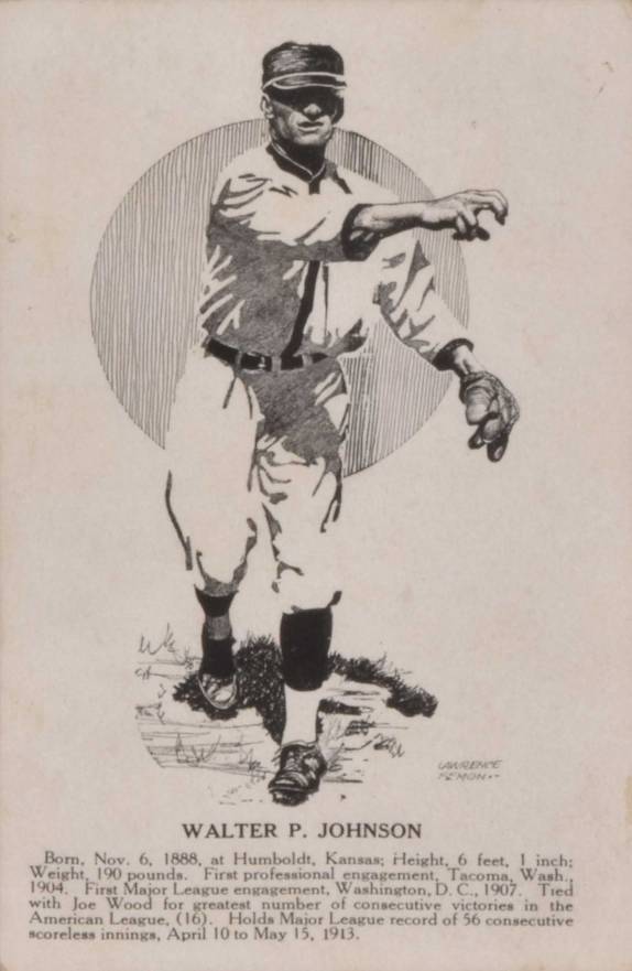 1914 Lawrence Semon Postcard Walter Johnson # Baseball Card
