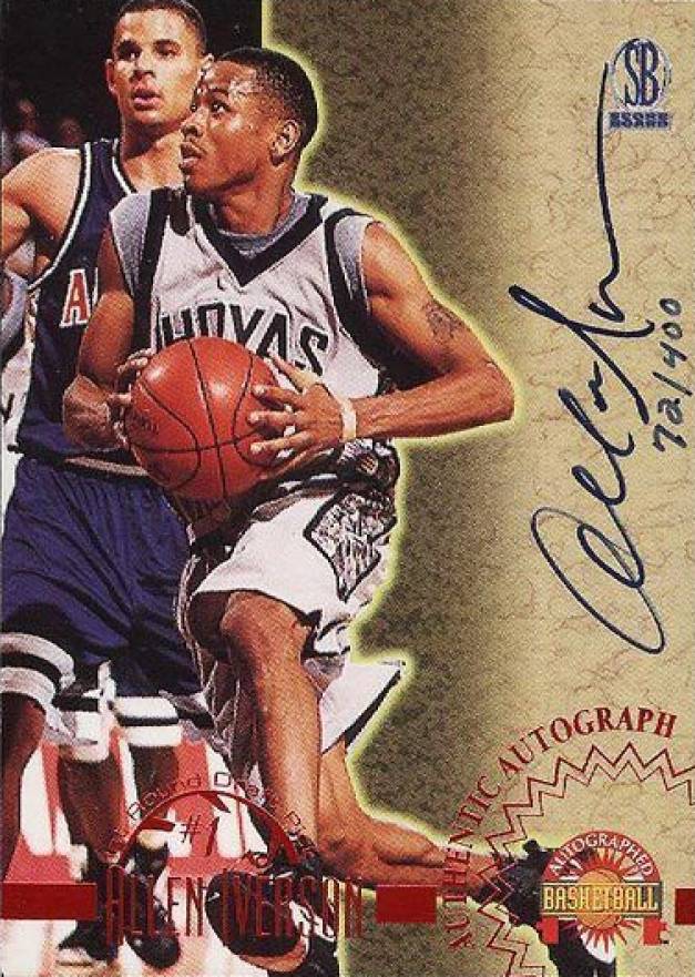 1996 Score Board Autographed Basketball Allen Iverson # Basketball Card
