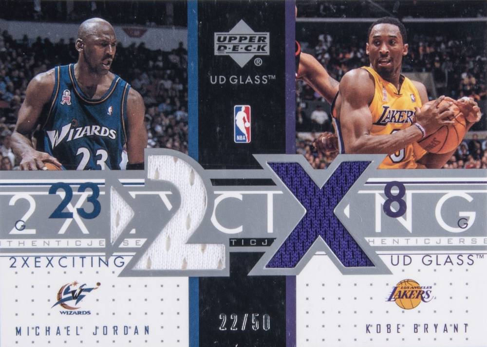 2002 Upper Deck Glass 2X Exciting Dual Jersey Michael Jordan/Kobe Bryant #MJ/KB Basketball Card