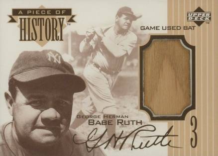 1999 Upper Deck Piece of History 500 HR Club Babe Ruth # Baseball Card