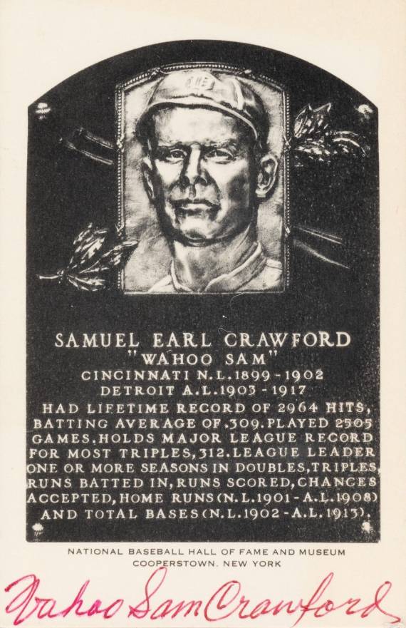 1990 Artvue Hall of Fame Plaque Autographed Sam Crawford # Baseball Card