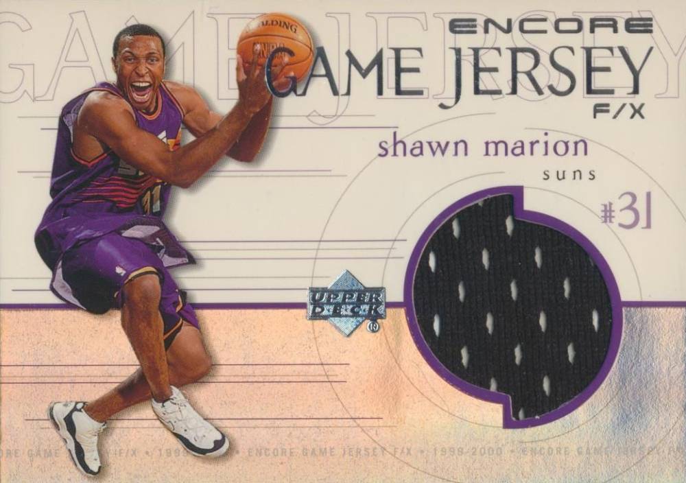 1999 Upper Deck Encore Game Jersey Autograph Shawn Marion #SM-J Basketball Card