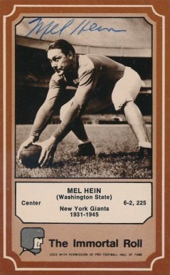 1975 Fleer Hall of Fame Mel Hein #12 Football Card