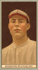 1912 Brown Backgrounds Red Cycle Eugene Woodburn #203 Baseball Card