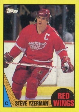1987 Topps Box Bottoms-Hand Cut Steve Yzerman #C Hockey Card