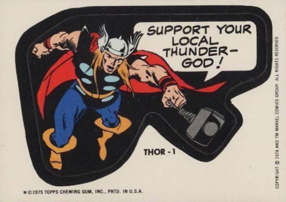 1975 Comic Book Heroes Stickers Thor - 1 # Non-Sports Card