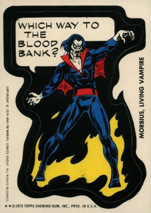 1975 Comic Book Heroes Stickers Morbius, Living Vampire # Non-Sports Card