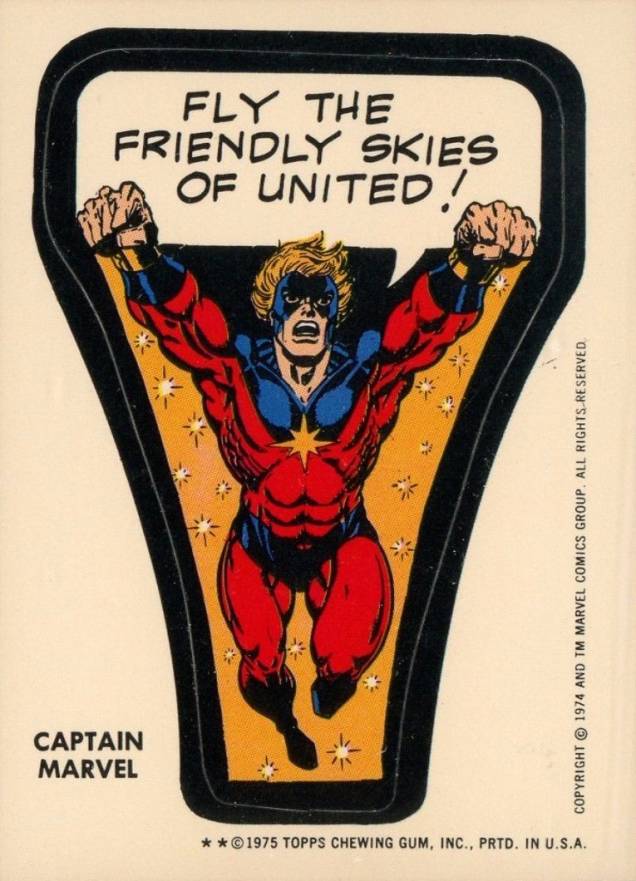 1975 Comic Book Heroes Stickers Captain Marvel # Non-Sports Card