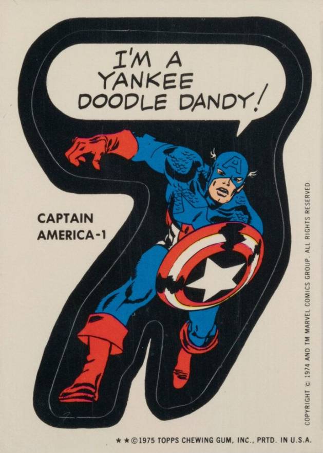 1975 Comic Book Heroes Stickers Captain America - 1 # Non-Sports Card