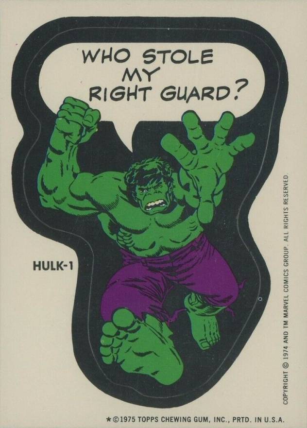 1975 Comic Book Heroes Stickers Hulk - 1 # Non-Sports Card