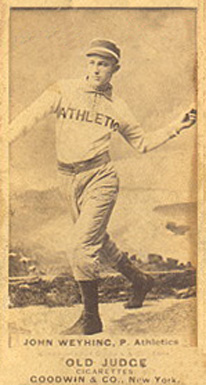 1887 Old Judge John Weyhing P. Athletics #492-2a Baseball Card