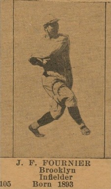 1925 Universal Toy & Novelty Brooklyn Dodgers Hand Cut J.F. Fournier #105 Baseball Card