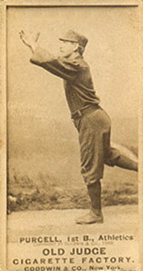 1887 Old Judge Purcell, 1st B., Athletics #374-2b Baseball Card