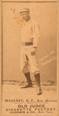 1887 Old Judge Maskrey, R.F., Des Moines #295-3a Baseball Card