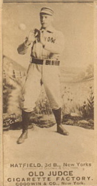 1887 Old Judge Hatfield, 3d B., New Yorks #217-4a Baseball Card
