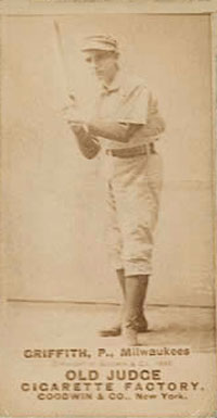 1887 Old Judge Griffith, P., Milwaukees #201-1b Baseball Card