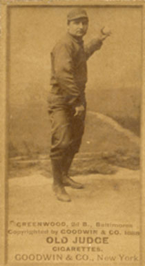 1887 Old Judge Greenwood, 2d B., Baltimores #198-4b Baseball Card