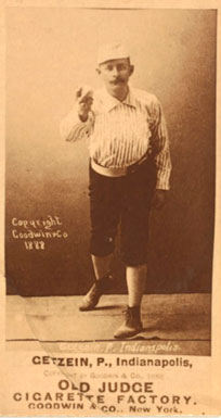 1887 Old Judge Getzein, P., Indianapolis #186-4b Baseball Card