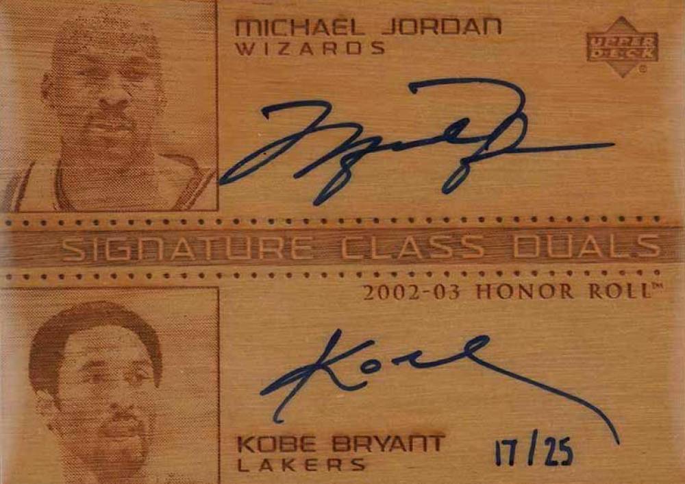 2002  Upper Deck Honor Roll Signature Class Duals Michael Jordan/Kobe Bryant #MJKBS Basketball Card