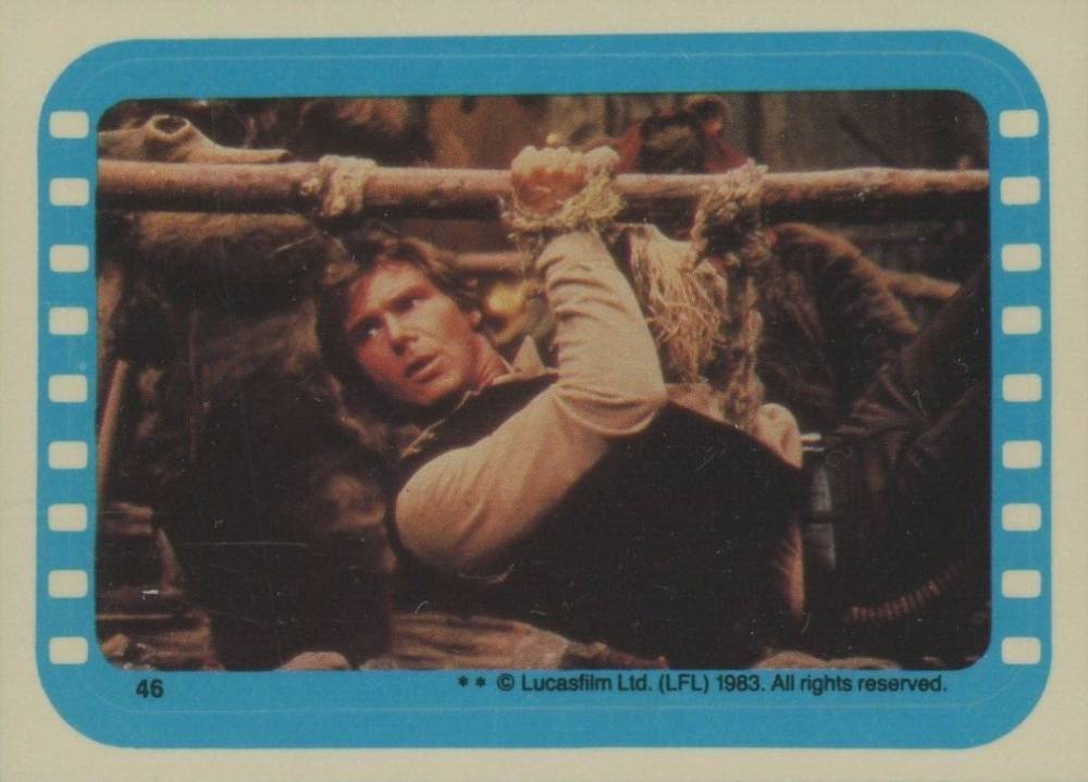 1983 Star Wars Return of the Jedi Stickers Hanging Han #46 Non-Sports Card