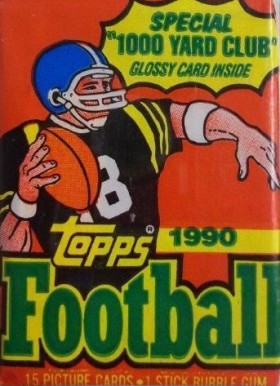 1990 Unopened Packs (1990's) 1990 Topps Wax Pack #90Twp Football Card