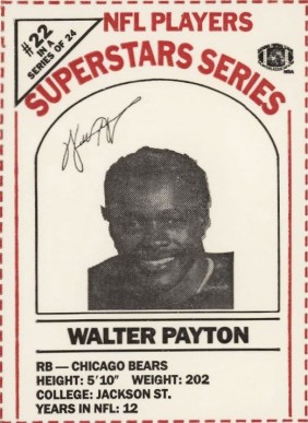 1986 Dairy Pak Cartons Walter Payton #22 Football Card