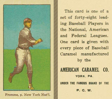 1915 American Caramel Fromme, p. New York Nat'l # Baseball Card