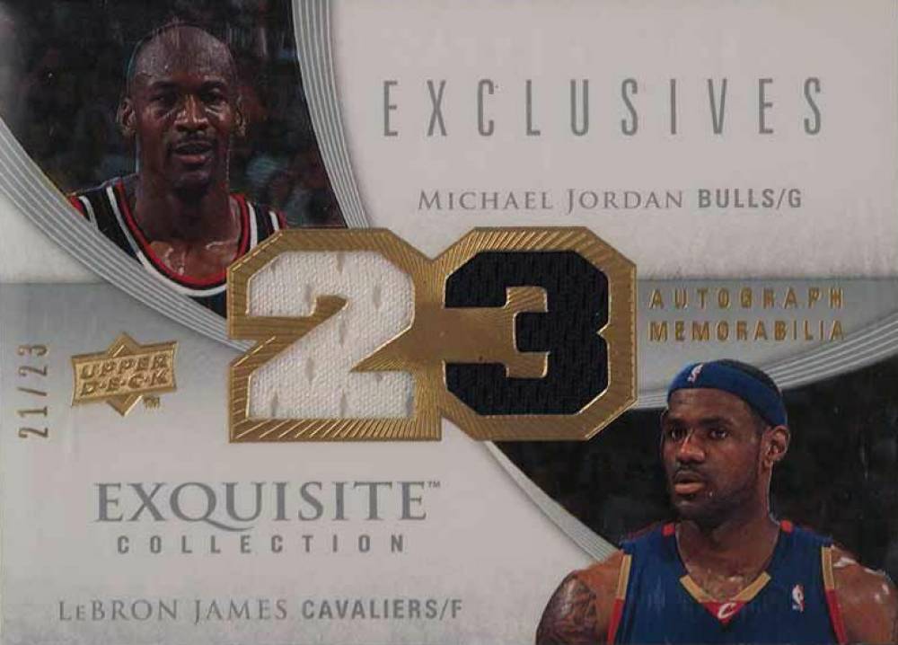 2007 Upper Deck Exquisite Collection Exclusives Memorabilia Dual LeBron James/Michael Jordan #MJLJ	 Basketball Card