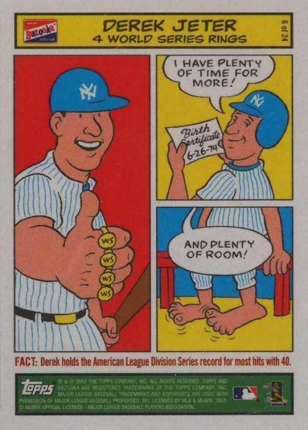 2003 Bazooka Comics Derek Jeter #6 Baseball Card