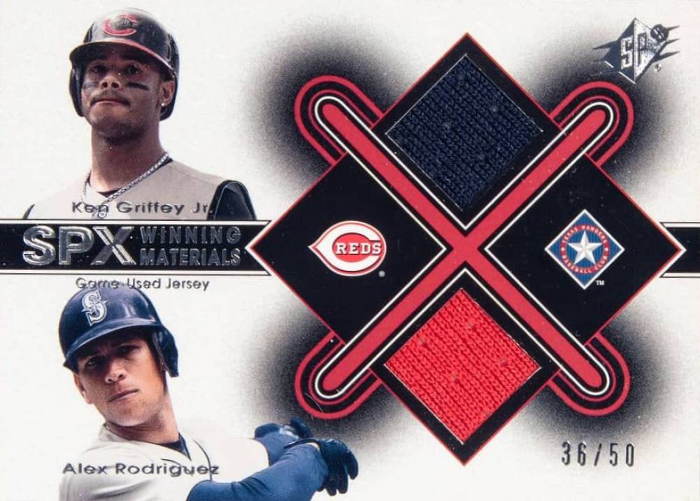 2001 SPx Winning Materials Jersey Combos Ken Griffey Jr./Alex Rodriguez #KG-AR Baseball Card