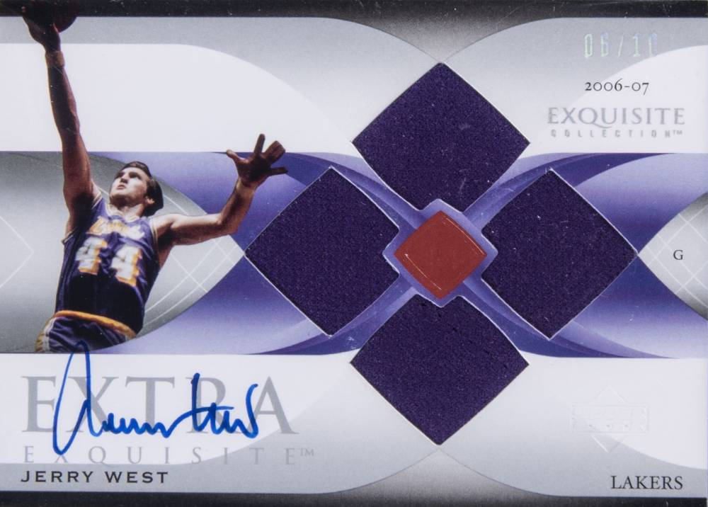 2006 Upper Deck Exquisite Collection Extra Exquisite Jerseys Jerry West #EEJW Basketball Card