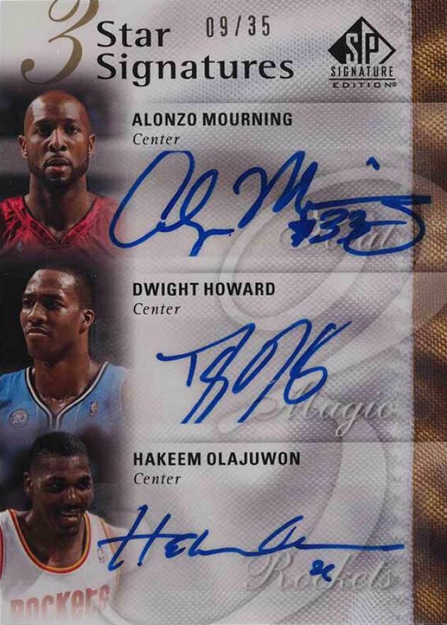 2009 SP Signature 3 Star Signatures Hakeem Olajuwon/Alonzo Mourning/Dwight Howard #3SOMH  Basketball Card